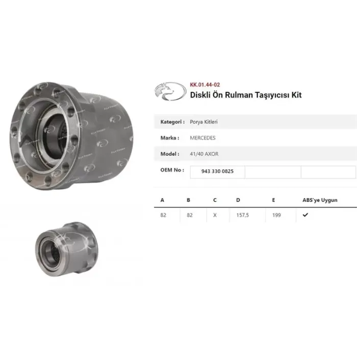 Dingil Poryasi Diskli Ön Rulman Tasiyicisi Kit Mercedes Axor Actros 1840 4140 | KURTSAN KK.01.44-02 | OEM 9433300825-9433300825