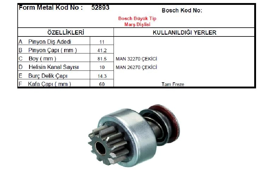 Marş Dişlisi 32.270 MAN-26.270 MAN, Chrysler Hı-Ex | OEM 52893