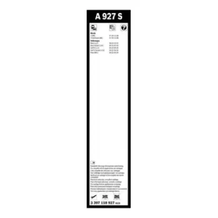 Silecek Supurgesi Aerotwin 530 / 475 MM A927S Passat Polo 05> Golf 01> 1.9 TDI | BOSCH 3397118927 | OEM 1J1955425A 1J1955425A 1J1955426A 1J1955426A