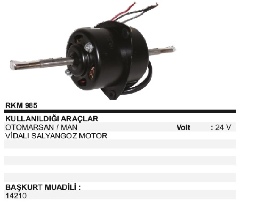 Kalorifer Mot 24V Çift Milli Vidalı - Otoyol | OEM RKM985