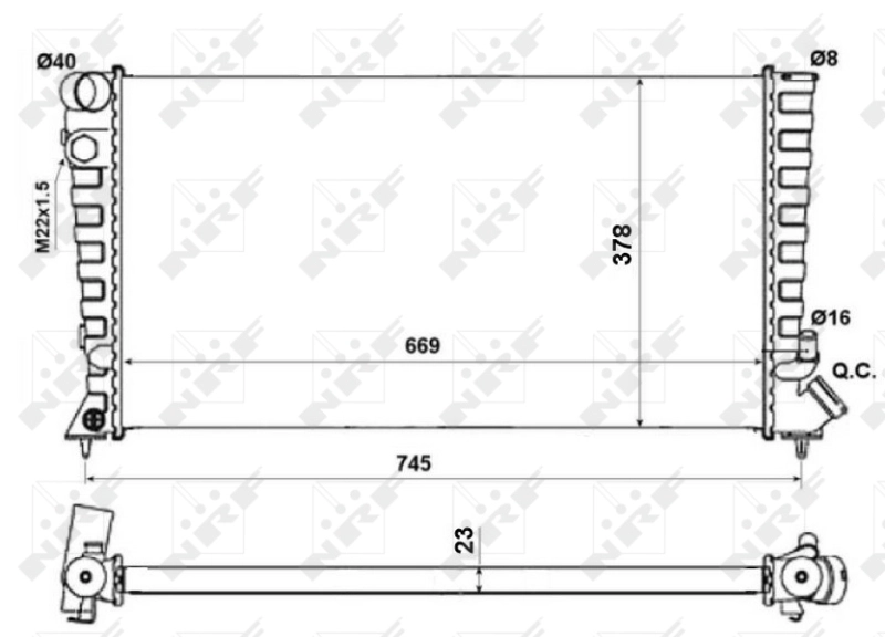 Motor Su Radyator Partner P306 Berlingo Xsara DW8 / DW8B Klimasiz (00 03) Segmanli (1351Z1) | NRF 58189A | OEM 133041