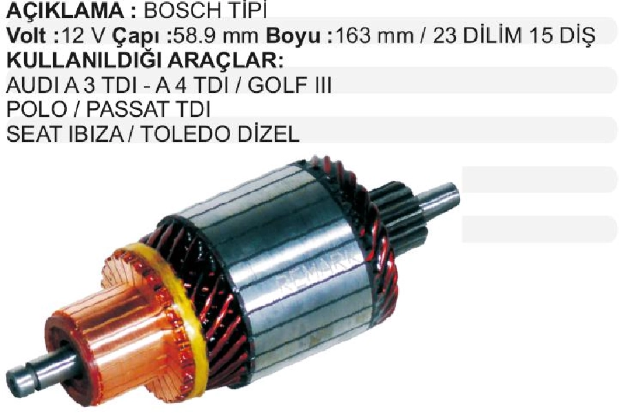 Marş Kollektörü Bosch Tip 12V Audi A3 TDI A4TDİ Golf 3 Polo Passat TDI Seat Ibiza Toledo D. Skoda Felic | OEM IM2101