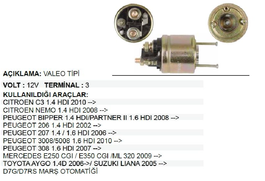 Marş Otom. 12V Valeo Tipi Renault Clio 1.4L 16V 2000-2005 1.6 16V-Renault Megane 1.4 16V 1.6 16V-Meg | OEM SV040