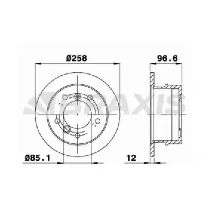 Arka Fren Aynasi Lt 28 35 46 2.5 / 2.8 / 96>03 Sprinter 901 902 903 904 96>06 | BRAXIS AD0997 | OEM 2D0615601 2D0615601 9014230612 2D0615601C 9014230612 2D0615601C