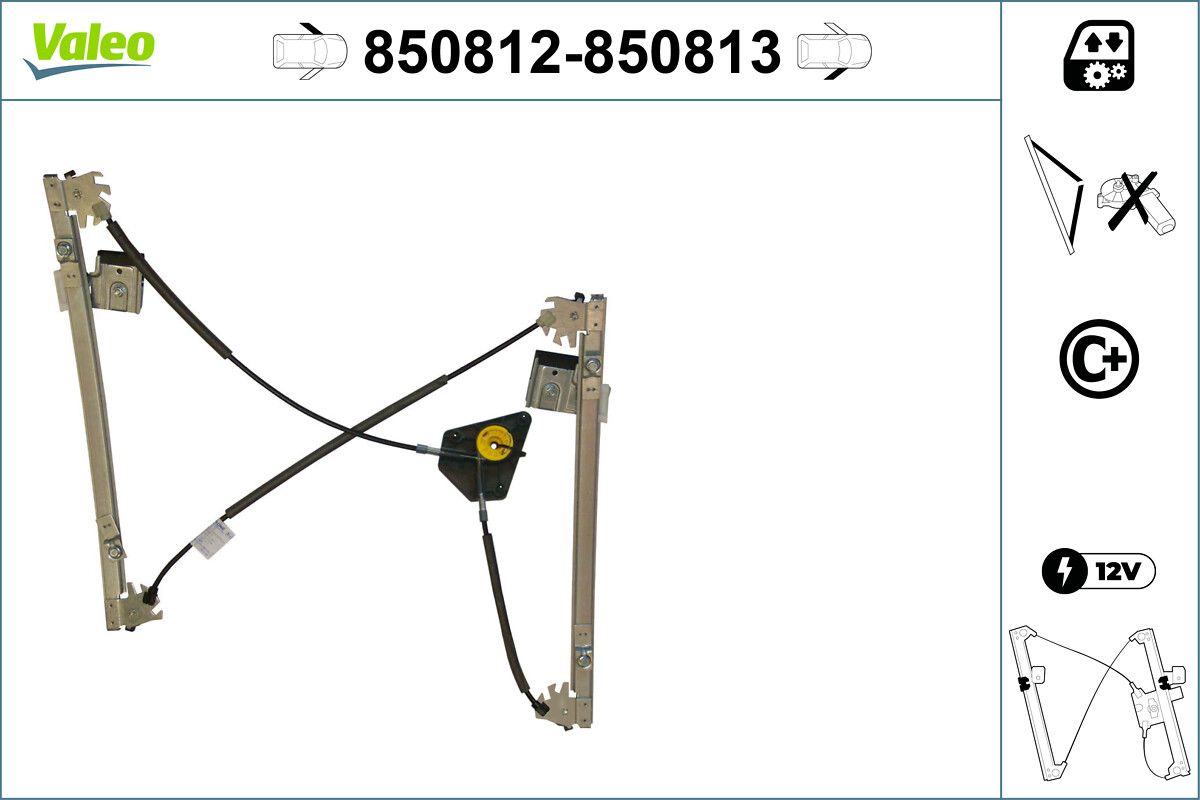 Cam Mekanizmasi Elektrikli On Sag Polo 1,4 / 1,6 / 1,8 / 1,9 02> | VALEO 850813 | OEM 6Q3837462G