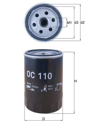 Yag Filtresi W201 90>93 W124 86>92 S124 85>92 W126 85>91 R129 89>93 | MAHLE OC110 | OEM A1031840610