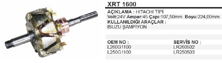 Rotor Isuzu Şampiyon 45.A | OEM XRT1600