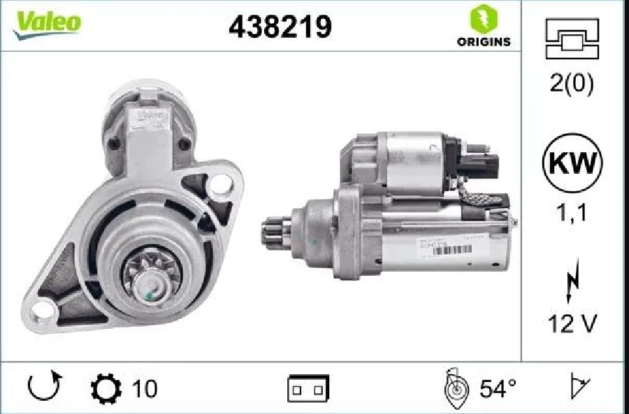 Marş Motoru 12V 11D 1,1KW Skoda Fabia-VW Golf 6-Polo V | OEM VALEO 438219