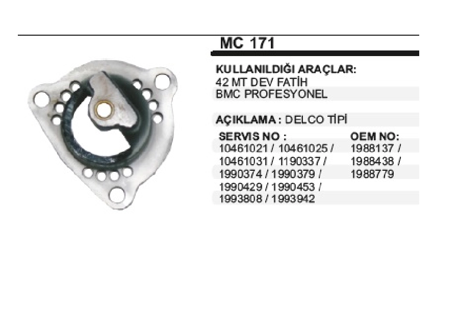 Marş Ön Kap. Delco Tip - Dev Fatih BMC Prof 42 Mt | OEM MC171