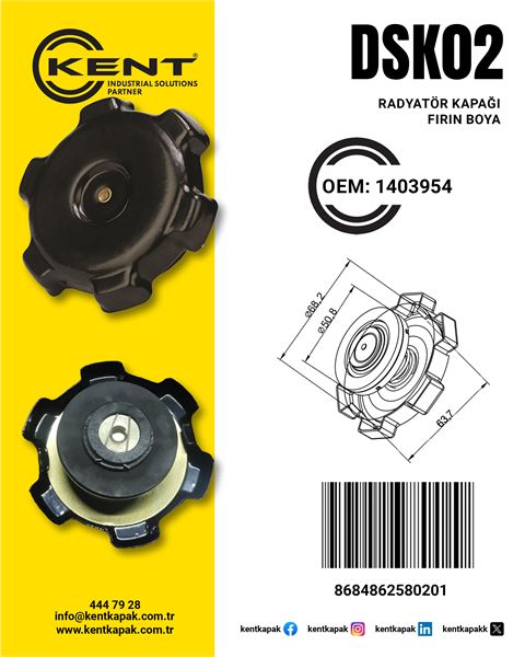 Radyator Kapağı Frin Boya Scania | KENT DSK-02 | OEM 1318911 1403954