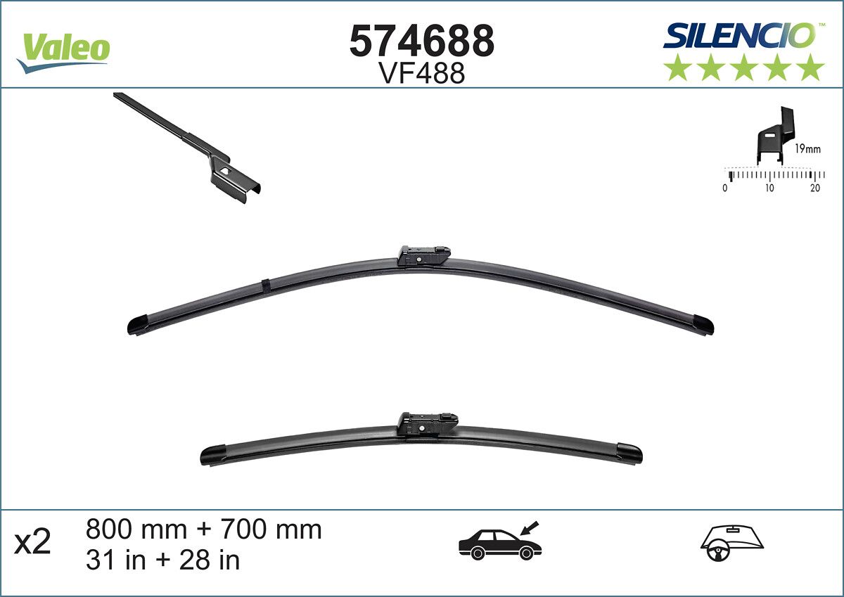 Flat Blade (X2) VM484 Peugeot 3008, 5008 (800+700) | VALEO 574688