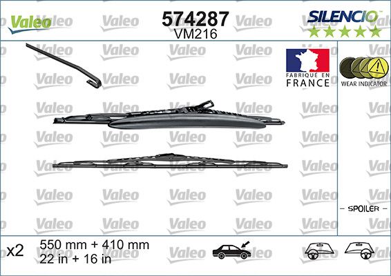 Valeo Silencio VM216 (X2) / (550+400 MM) Alfa 147 | VALEO 574287 | OEM BTM-550-400-M3