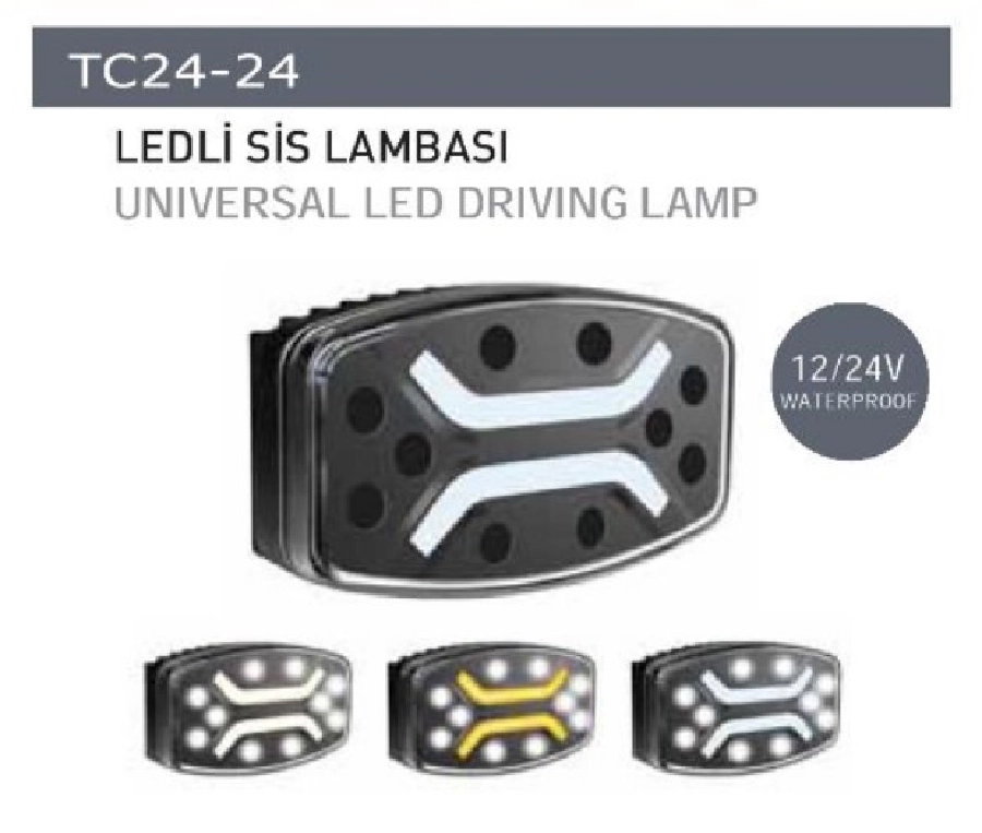 Sis Lambası LED 12V-24V Kare Parantez Su Geçirmez Demmon Tip | OEM TC24-24