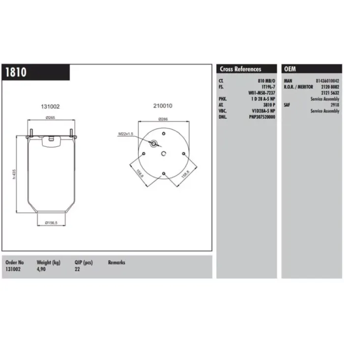 Metalli Koruk MAN Ror Saf | CONNECT MD 1810 | OEM 130002