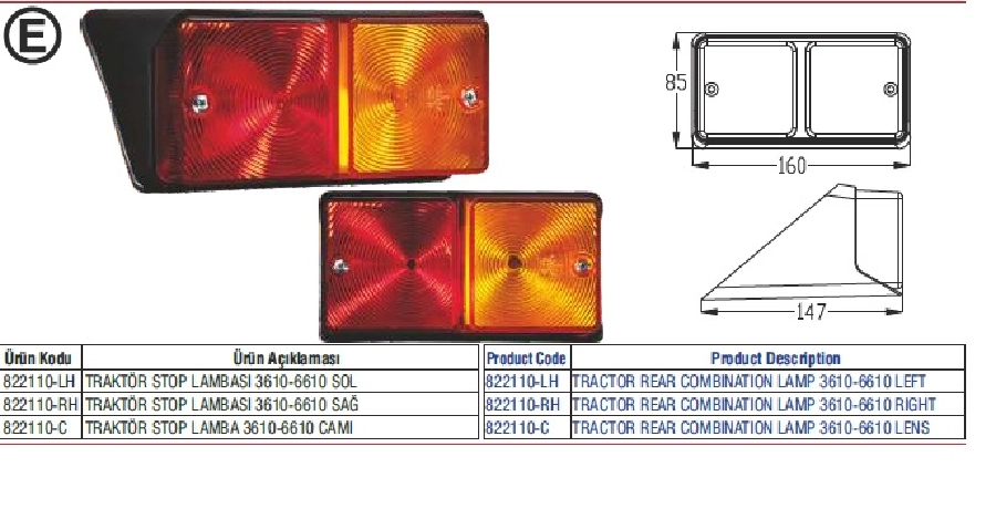 3610-6610 Stop Camı | OEM 822110-C