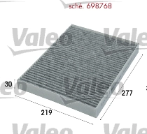 Polen Filtresi Transporter T5 03> Touareg (04 10) Q7 10> Amarok 10> Karbonlu | VALEO 698768 | OEM 7H0819631 7H0819631 7H0819631A 7E0819631 7H0819631A 7E0819631
