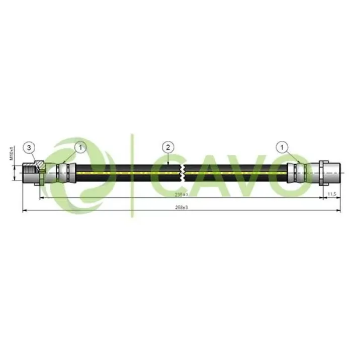 Arka Ara Fren Hortumu Mercedes Sprinter 95 06 VW LT35 96> | CAVO C800 064B | OEM A9044280435