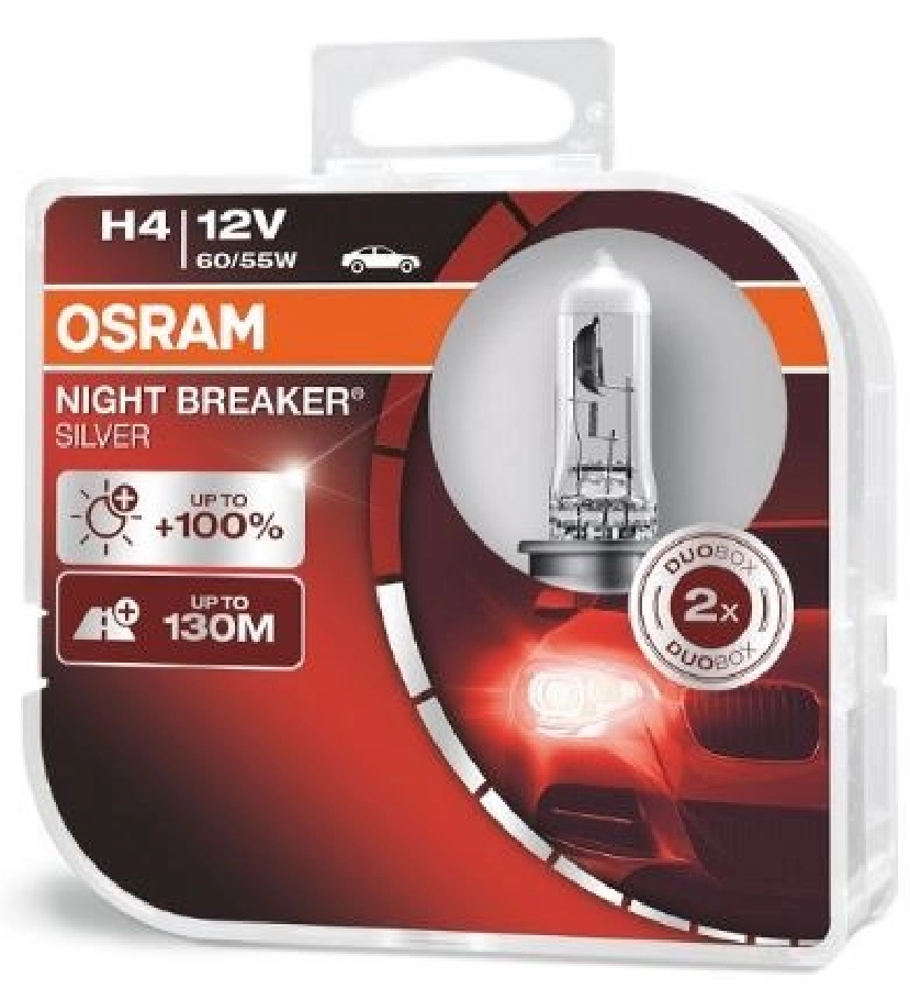 Ampul (2 Adet) 12V H4 55, 60W Nıght Breaker Sılver %100 Güçlü Işık | OEM 64193NBS-2HB