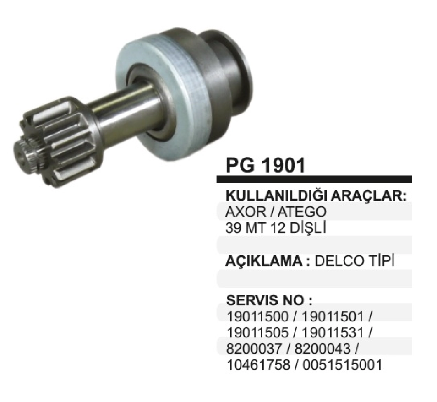 Marş Dişlisi 12D 39MT Delco Mitsubishi Tipi Mercedes Axor 3240, 3141, 3240, 3340, 4140, 2011-2015 8,5K | OEM PG1901