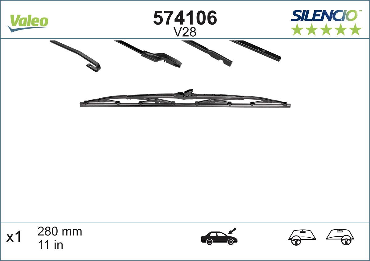 Arka Silecek Supurgesi Focus II 03>11 Focus II C Max 04>11 Polo II Lada Niva Olcu: 280MM | VALEO 574106 | OEM 1326285 1326285 1332162 1713250 1332162 1713250