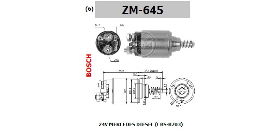 Marş Otom. 24V. Bosch Tipi Mercedes Atego, Axor, Actros, Cargo, Volvo Fh, MAN TGA, Ford Cargo 3230-3235 | OEM ZM-645