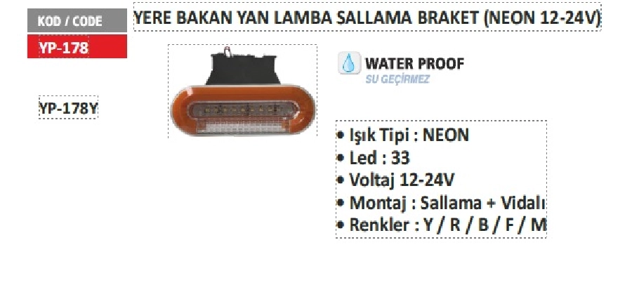 Yere Bakan Braketli Aydınlatma Sarı | OEM YP178Y