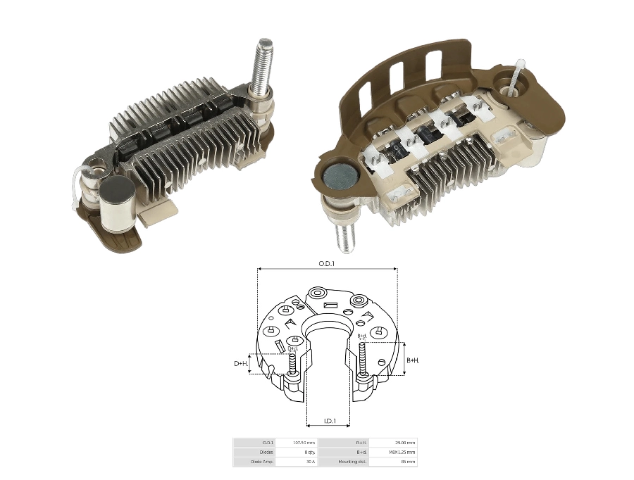 Diyot Tablası Mitsubishi L300 Yeni Model 85mm (8 Diyot) M8 | OEM GND-M526