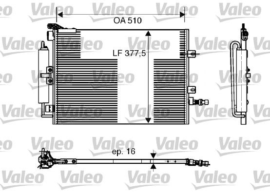 Klima Radyatoru Clio III Modus 1.2 / 1.4 / 1.6 / 2.0 05> (510×377×16) | VALEO 818165 | OEM 8200443897 8200443897 8200688393 8200688393