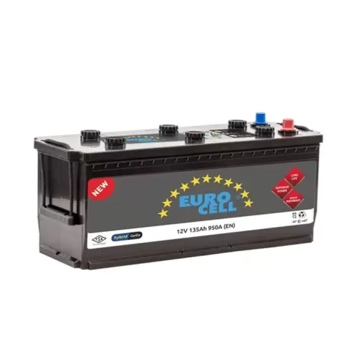 Aku 12V 135 Ah D4A (513×189×223) Tirnakli | EUROCELL 8699358510075