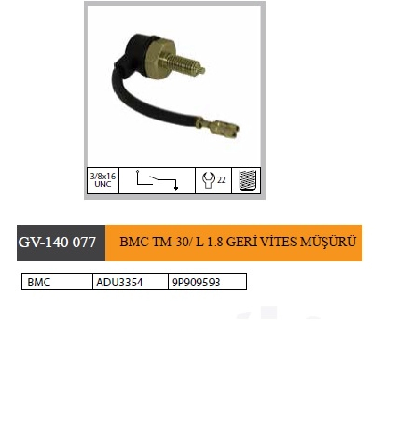 BMC Tm-30 Geri Vites Müşürü ADU3354 9P909593 | OEM GV-140077