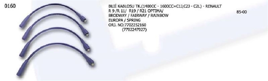 Buji Kablosu 7702247027, 7702252160 Renault 9, 11, 19