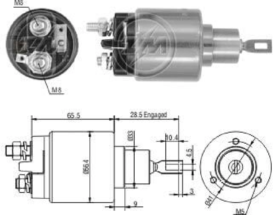 Marş Otom. 12V Bosch Tipi 3D Peugeot Boxer Partner 1.9 Citroen Berlingo Jumper Ford Escort Civatalı | OEM ZM-873