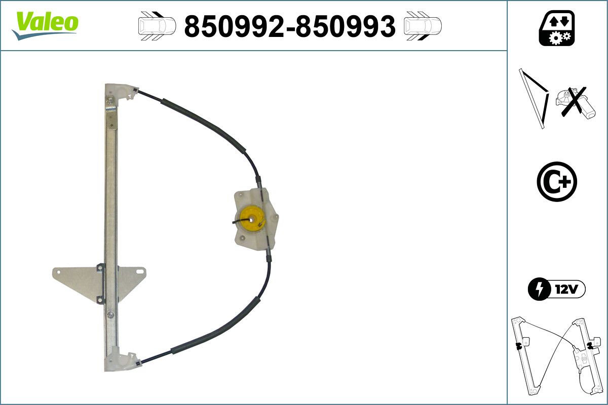 Cam Mekanizmasi Elektrikli On Sag P307 1,4 / 1,6 / 2,0 02> | VALEO 850993 | OEM 9222J9
