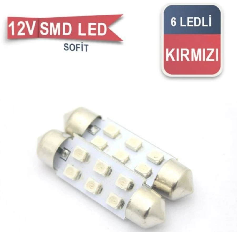 Ampul 12V 6LED Sofit 39MM Smd Kırmızı | OEM BR0402232