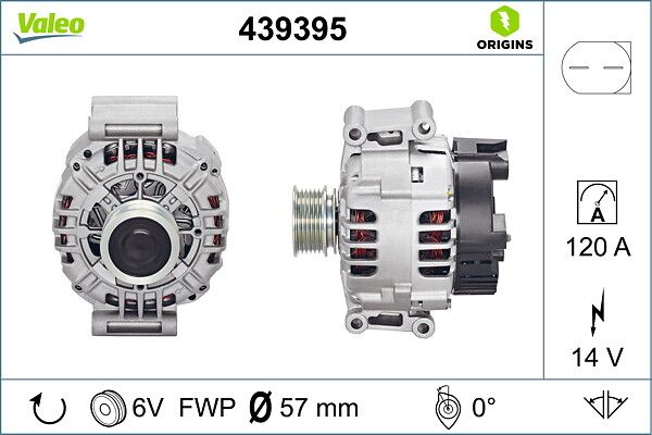 Alternator 12V 120A A4 A6 1,6 / 1,8 / 1,9 / 2,0 2,7 / 3,0 | VALEO 439395 | OEM 06B903016AA 06B903016AA 06B903016AF 06B903019E 06B903016AF 06B903019E