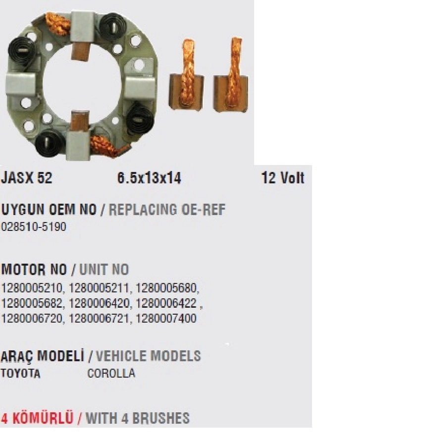 Marş Kömür Yuvası 12V Toyota Corolla AE101 93-97 (Uygun Kömür:JASX52) | OEM ND0521