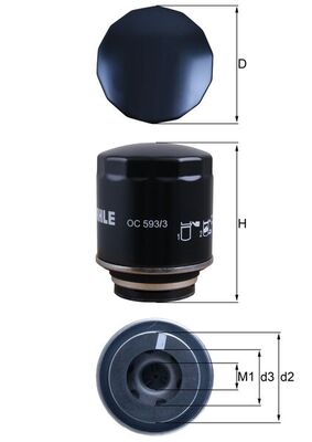 Yag Filtresi Golf V VI Polo Jetta III Passat 1.2 TFSI 1.2 TSI 1.4TSI | MAHLE OC593/3 | OEM 03C115561D 03C115561D 03C115561H 03C115561H
