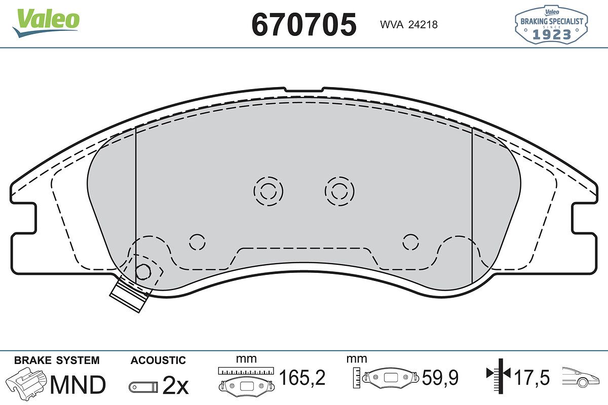 On Fren Balatasi Kia Cerato Benzinli Dizel 04-> | VALEO 670705 | OEM 581012FA10-581012FA20-WVA24218