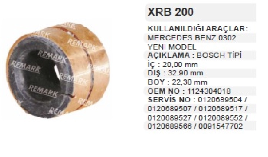 Rotor Bakırı Bosch Tip Mb 0302 Yeni Model İç Delik:20mm Dış ÇAP:33mm BOY:24mm | OEM XRB200