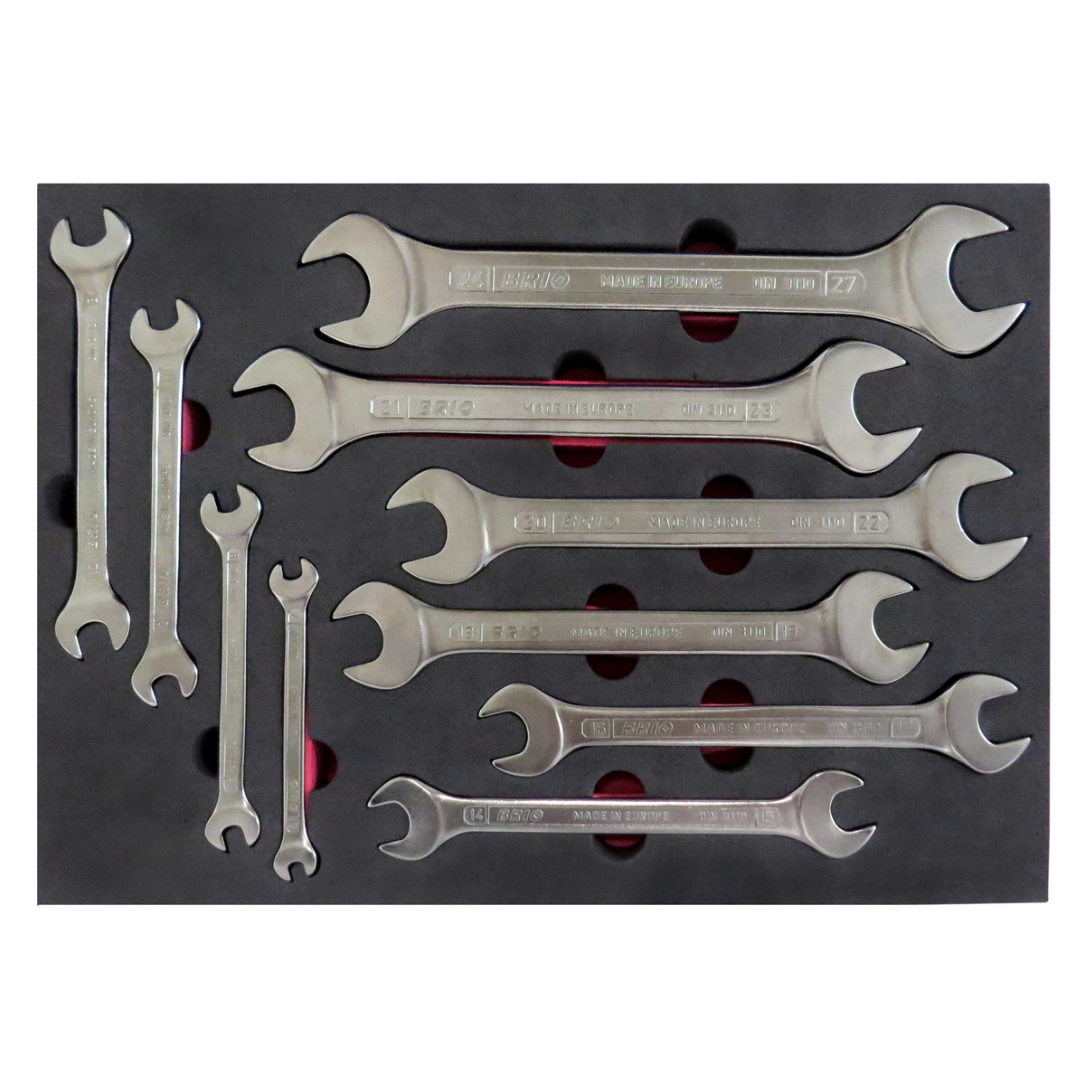 Anahtar İki Ağız Set 10 Parça 6X7-24X27 Sünger Yataklı