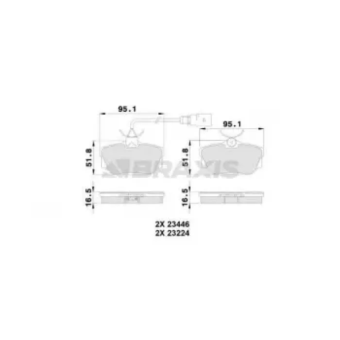 Arka Fren Balatasi Transporter T4 96>04 Fisli | BRAXIS AB0229 | OEM 701698451 7D0698451 7D0698451D