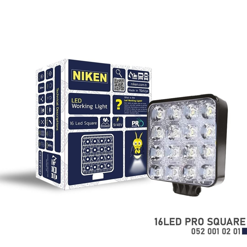 Niken Çalışma Lambası 16 Ledli Kare 22-27W (Koli 40)