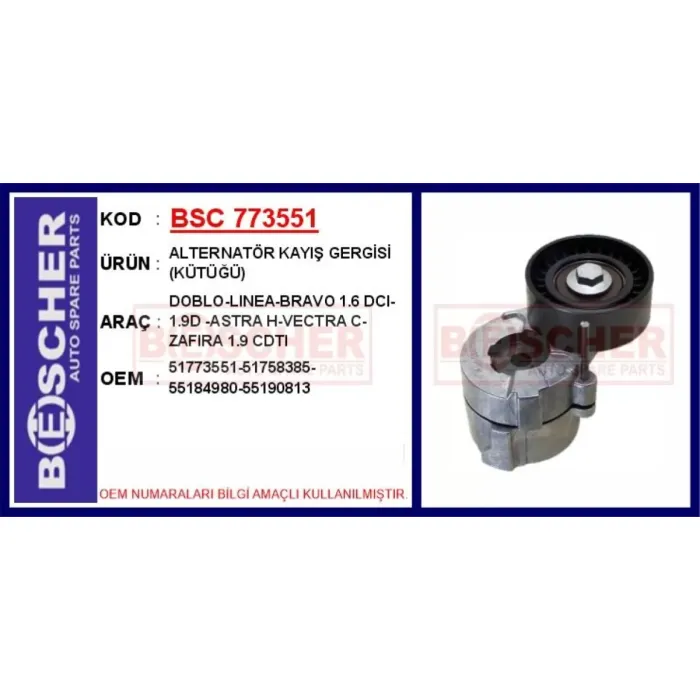 Alternator Gergi Rulmani Fiat Bravo II Doblo Pratico Linea Grande Punto Freemont Sedici Stilo 1.6 2.0 1.9 Mjet 10> Alfa Romeo 159 Brera Giulietta Mito Spider 1.9 2.0 1.6 Jtdm 06> Lancia Delta III Musa 1.6 1.9 2.0 Mjet 08>14 Opel Astra H Signum
