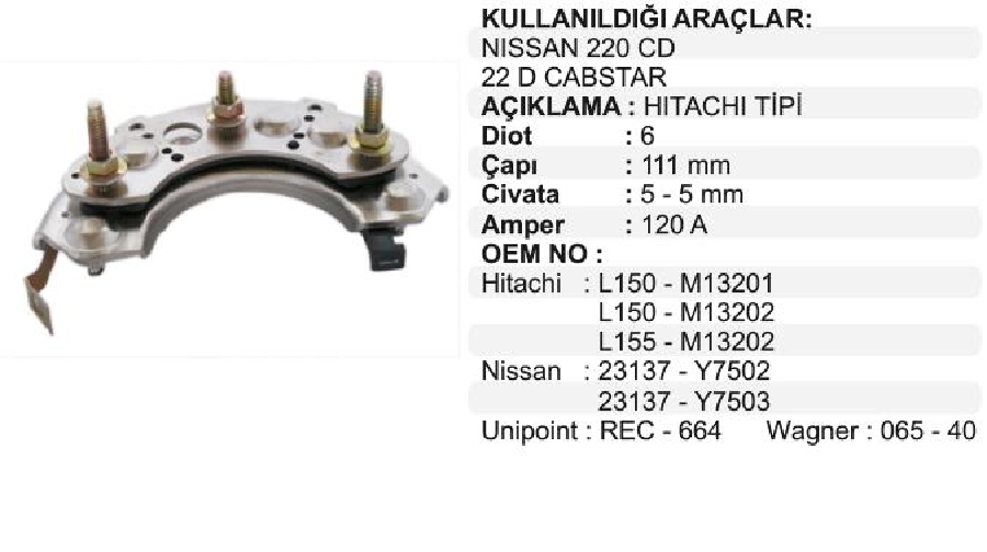 Diyot Tablası Komatsu Forklift Nissan 220CD, 22D Cabstar | OEM VHR0712