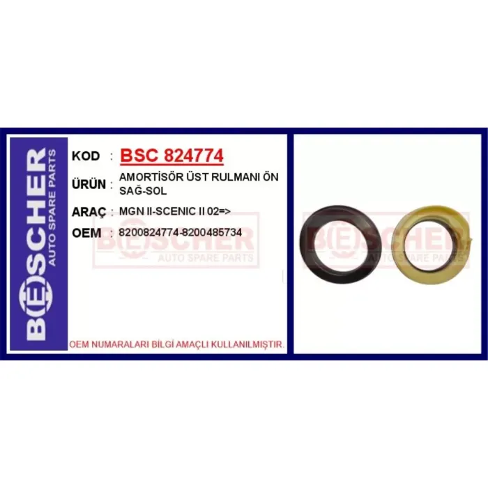 Amortisör Üst Rulmani Ön Sag-Sol Mgn 2-Scenic 2 02> | BSC 824774 | OEM 8200824774-8200485734