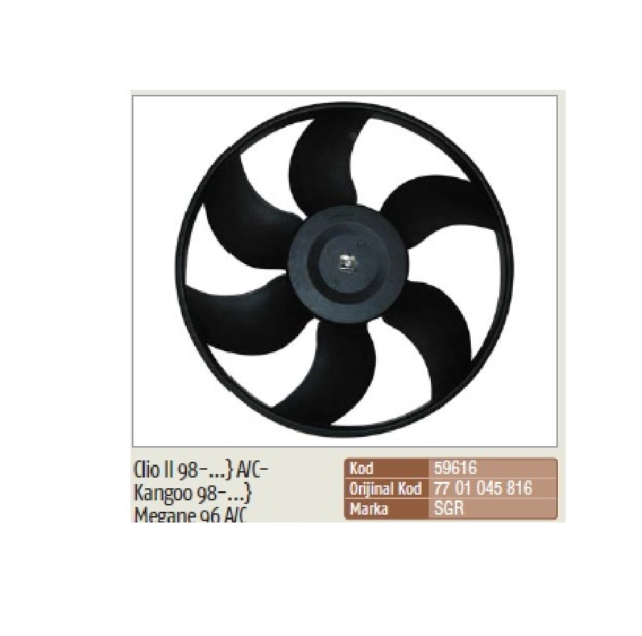 Fan Motoru - Renault Clio 2 A, C (1998) Kangoo A, C (1998) Megane A, C (1996) Symbol | OEM 59616