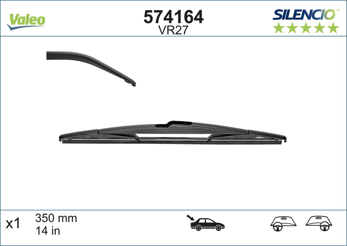 Silecek Supurgesi 350MM Arka P106 P206 Saxo Xantia | VALEO 574164 | OEM 1608396280 1608396280 642392 642393 642392 642393