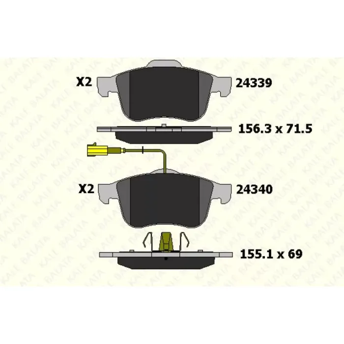 On Fren Balatasi Alfa 159 Sportwagon 1,9JTDM 8V / 16V / 1,9JTS / 2,2JTS 05> Fisli | KALE B 24339 200 05 ANS | OEM 77363599