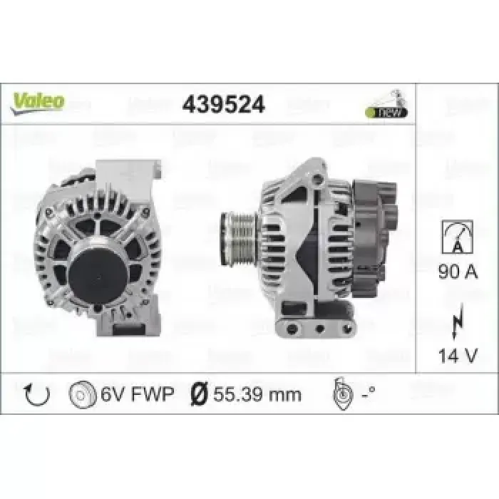 Alternator 12V Grande Punto Swift III 1,3DDIS Corsa 1,3D Multijet | VALEO 439524 | OEM 51784842 51784842 55185076 13117279 55185076 13117279