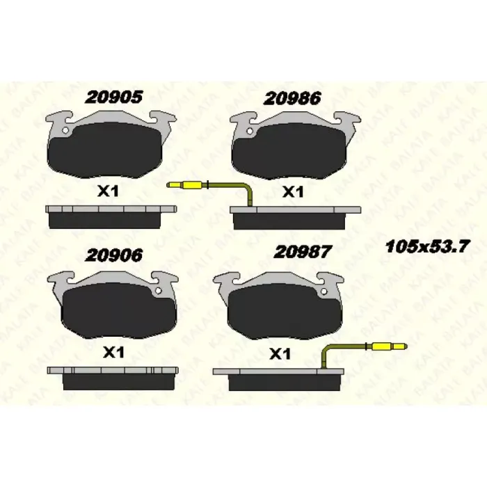 On Fren Balatasi R9 Ym R19 Clio 3 Express Saxo 1,0I,1,1I,1,4I (Fisli) Saxo P106 P306 P405 (Hava Sogutmasiz Ondisk Icin) | KALE B 20905 180 05 ANS | OEM 7701002711 7701201542 7701202057